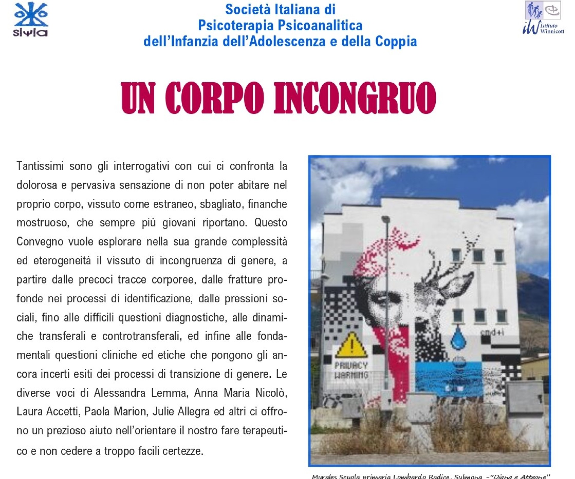 UN CORPO INCONGRUO: 10-11 MAGGIO 2024 - SIPSIA